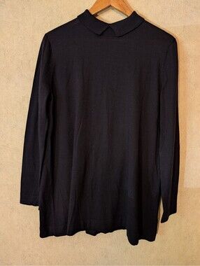 COS black 100% wool peter pan collar sweater sz M